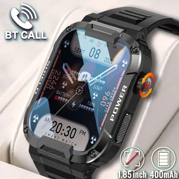 Силни мъжки смарт часовник в стил милитари за Xiaomi Android, IOS, фитнес часовник IP68, водоустойчив 1,85 