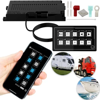 10 Банди Водоустойчив сензорен ключ с led подсветка, приложение, дистанционно управление, тънък панел, за колата, на колата, на лодката, автобус