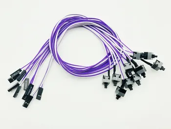 10 БР. кабел за нулиране на дънната платка, калъф за настолен компютър, превключвател, превключвател на SW, захранващ кабел, кабел за повторно стартиране, кабел за майнинга