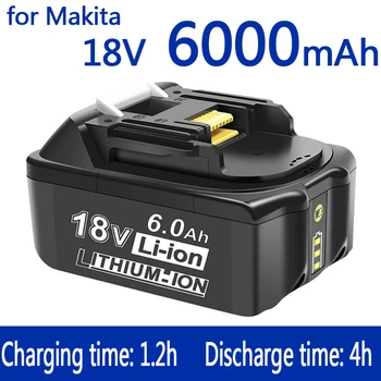 100% Оригинална батерия 18v makita 6000 mah, зареждаема батерия за лаптопи с led литиево-йонна батерия заместител на LXT BL1860B BL1860 BL1850