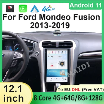 12,1-инчов Екран и Qualcomm Android11 Tesla За Ford Mondeo Fusion MK5 2013-2019 Автомобилен Мултимедиен Плейър GPS Навигация Стерео Радио