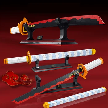 120 см/936 бр., едно парче дизайнер Demon Slayer Katana, конструктори, комплекти за сглобяване, нинджа меч, играчка за деца тухла