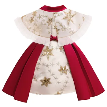 2023 Коледно детско принцеса рокля, бална рокля с цветя модел за момичета, детски дрехи, дрехи елегантна парти, сватба вечерни костюми, детски Vestidos