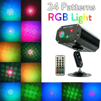 24 фигура, мини RGB led лазерен прожектор, дискотека-dj, led панорамен ефект, светлинен панел, проектор за партита, лампа за клубни танци, лампа за миене на съдове
