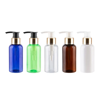 30 бр 75 мл празни пластмасови козметични бутилки със златен алуминиева помпа за лосион за шампоан, гел за душ