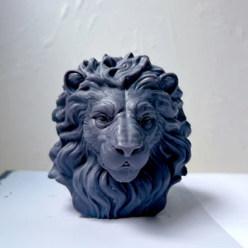 3D скулптура на животното, фигурка с глава на смел от лъв, форма за свещи, за любителите на животни, домашен арт декор, подарък статуя, силиконова форма на соев восък