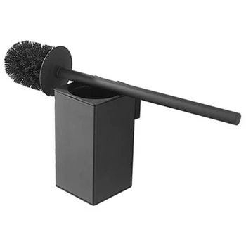 3X Четка за тоалетна от неръждаема стомана Черен титуляр и четка за почистване на баня с монтиране на стена четка за тоалетна