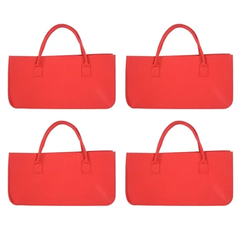 4X Войлочный Чантата си, Филцови Чанта За съхранение, Ежедневни Пазарска Чанта с Голям Капацитет - Червен