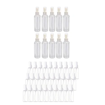 50 броя прозрачни пластмасови бутилки с обем 100 мл и 50 броя опаковки с обем 50 мл