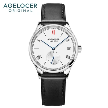 Agelocer, женски гривна, автоматични часовници, кожени дамски часовник на китката, дизайн, оригинални часовници, римска цифра, на циферблата 36 мм