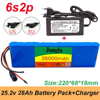 Batterie lithium 24V 6S2P 25.2 V 28Ah 18650 de haute qualité avec BMS, помощник de vélo électrique + chargeur