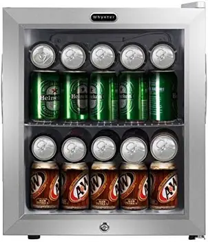 BR-062WS, хладилник за напитки от неръждаема стомана с обем 62 кутии с ключ, бял