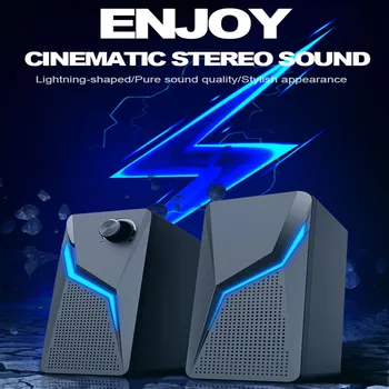 CO702 3.5 мм Aux 2,0 стереофоническая музика съраунд звук RGB Игрални тонколони Звукова лента за десктоп високоговорители