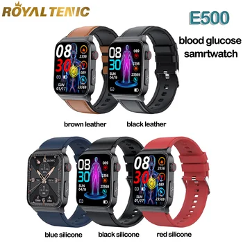 E500 смарт часовници с нивото на глюкоза в кръвта, мъжки ЕКГ монитори, измерители на кръвното налягане, на телесната температура, умни часовници, IP68 водоустойчив фитнес-тракер
