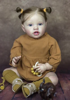 FBBD 24 инча Новородено Бебе Кукла Реборн Лоти Принцеса Момиче реалистична Мека На Допир 3D Кожа Художествена Кукла с Ръчни Корен Коса