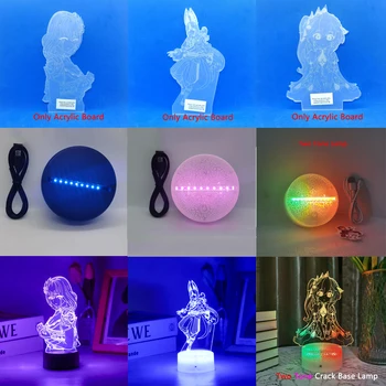 Genshin Шок Акрилен Лист Дъска Аниме Фигурка 3D Led нощна светлина База За Детска Домашна Лампа Декор Илюзия Подарък Нахида Скитник