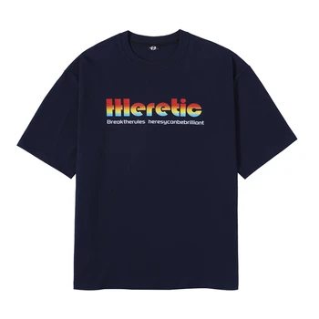 HHERETIC 23SS, японски градски човек, лятна памучен свободна тениска с цветен лого, с кръгло деколте и къс ръкав, мъжки ризи