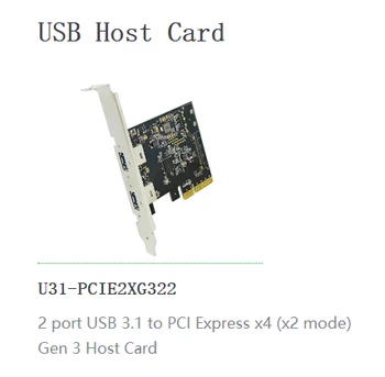 IOI U31-PCIE2XG322 с 2 порта USB 3.1 за да се свържете с PCI Express x4 (режим x2) Домакин-карта на 3-то поколение за машинно зрение