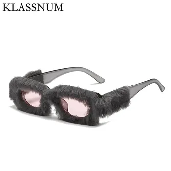 KLASSNUM Правоъгълни слънчеви очила дамски 2023 модни пухкави рамки Реколта нюанси Слънчеви очила, Нов дизайн със защита от UV400 вечерни очила