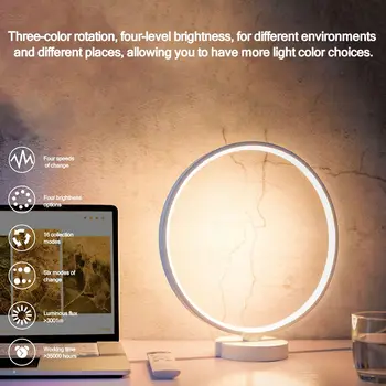 Led кръгла атмосферни лампа Цветна околовръстен лампа за защита на очите Кръгла нощна лампа с дистанционно управление за спалня офис