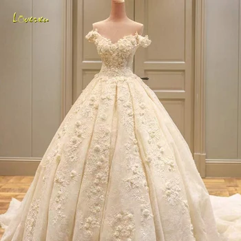 Loverxu Бална Рокля На Принцеса Сватбени Рокли 2023 Сладко С Открити Рамене Vestido De Новия Апликация На Цветя Robe De Mariee