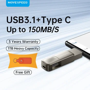 MOVESPEED 1 TB USB 3,1 OTG Type C Флаш Памет 2 в 1 USB Флаш Памет от 128 GB, 256 GB, 512 GB И 64 GB Метален Стик За Macbook Smart TV