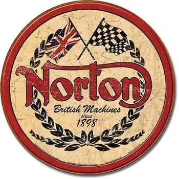 Norton Motorcycles Кръгла лидице метална табела, 16x13 за намаление на плакат