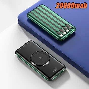 Power Bank 20000 ма батерия, бързо зареждане, безжичен Powerbank, преносимо зарядно, външен батерия, повербанк за телефони samsung Xiaomi