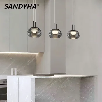 SANDYHA Nordic Проста стъклен полилей с водна ромолящи, осветителни тела за интериор, led лампа за трапезария, хол, висящи лампи