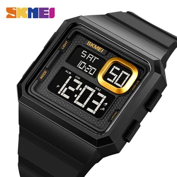 SKMEI електронни спортни часовници прост дизайн, цифрови ръчни часовници за мъже Обратното броене Водоустойчив alarm clock 2 време led дисплей мъжки часовник