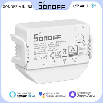 Sonoff Mini R3 16A Wifi Интелигентен превключвател Met S-MATE Schakelaar Капитан Geen Neutrale Draad Работата С Алекса Google Home Thuis