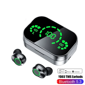 YD03 TWS Безжична Bluetooth Слушалка с Микрофон Слушалки 3000 mah Зарядно Устройство, Кутия с LED Fone Bluetooth Слушалки Безжични Слушалки PK Y50