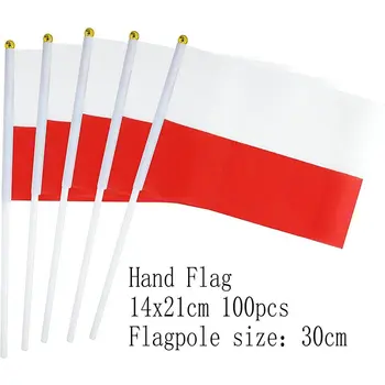 zwjflagshow 100 бр., полски ръчно флаг, национален ръчно флаг 14 *21 см, полски ръчен сигнален флаг, малки знамена банери