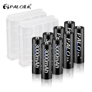 Акумулаторна батерия PALO 1.2 V AA, предварително заредена 2A Ni-MH пальчиковая батерия 3000 ма за фотоапарати, детски играчки, фенерче