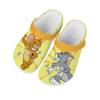 Аниме Картун Котка мишка Домашни сабо мъжки женски юношеските непромокаеми обувки Tom Jerry Манга Градина, Плажни чехли с дупки Сандали