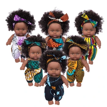 Африканска черна детска играчка с коса къдраволистната, коледен симулатор карикатура за кукли, директна доставка
