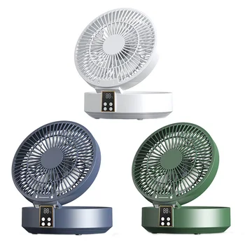 Безжична вентилатора за охлаждане на околния въздух с дистанционно управление с led осветление, сгъваеми електрически стенен вентилатор, настолен вентилатор