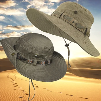 Водоустойчив панама Лятна мъжки дамски шапка Boonie с защита от uv открито с широка периферия за лов, пешеходен туризъм, риболов, шапка от слънцето