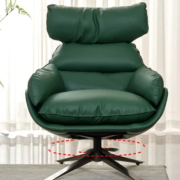 Въртящи се кресла за почивка, зелено луксозен кожен стол за дневна, японски дизайн, съвременни мебели Articulos Para El Hogar, корейски мебели