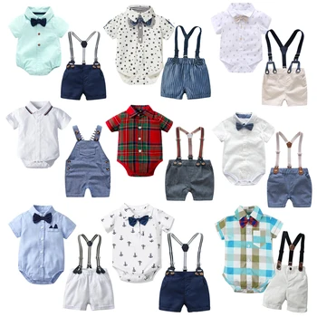 Гала комплект за новородени момчета, памучен облекло за рожден ден, костюми за момчета, гащеризон 3, 6, 9, 12, 18, 24 месеца, гащеризон за деца, съоръжения