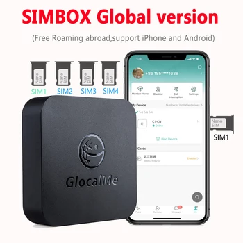 Глобален убиец роуминг Glocalme SIMBOX 4SIM-слот 2SIM Активират онлайн SIMADD за i Phone 6-14 pro Max и Android СИМ дома