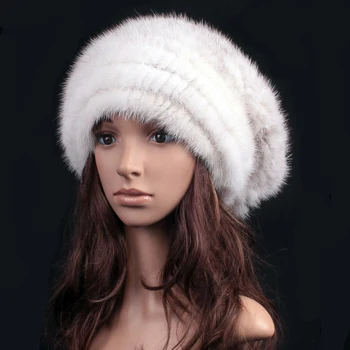 Дамски шапки от кожа на норка есен-зима, големи ски зимни топли зимни шапки кожа от белки, однотонная снежна космата шапка за жените, аксесоари