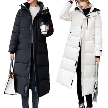 Дамско зимно дълго утепленное палто, лесно, големи, плътно топло палто, защита от студ, однотонная ежедневни връхни дрехи