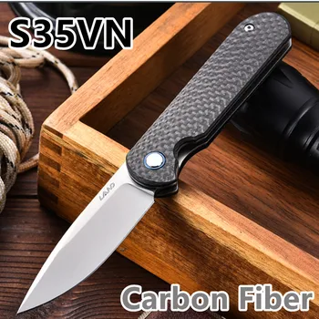 Джобен нож LAND 830, сгъваем нож S35vn, дръжката е от въглеродни влакна, спасителни ловни ножове за къмпинг, нови Edc