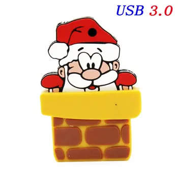 Дядо Коледа, флаш памет USB 3.0, 64 GB, креативни коледни подаръци, флаш памет, 32 GB, скъпа мультяшная карта памет, безплатен брелочная карта