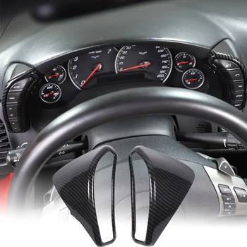 За 2005-2013 на Chevrolet Corvette C6 ABS бутон за регулиране на арматурното табло на колата е от въглеродни влакна Рамка стикер Аксесоари за интериора на колата 2 бр.