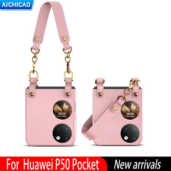 За Huawei P50, джоб за носене, ремък за P50Pocket Huawei P50, удобен сгъваем калъф за телефон със защита от падане, държач за китката