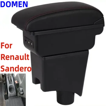 За Renault Sandero подлакътник скоростна Детайли на интериора на автомобила Централно съдържанието на повдигащите отвор за чаши Голямо пространство двуслойни USB DOMEN