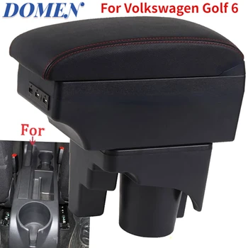 За Volkswagen Golf 6 Подлакътник кутия За VW Sagitar Авто Подлакътник Детайли на интериора Дооснащение резервни части Кутия За съхранение на автомобилни аксесоари, USB