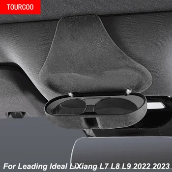 Идеален вариант за водещи LiXiang L7 L8 L9 2022 2023 Калъф за очила, кутия за съхранение на слънчеви очила, замшевая кутия за съхранение на аксесоари за интериора